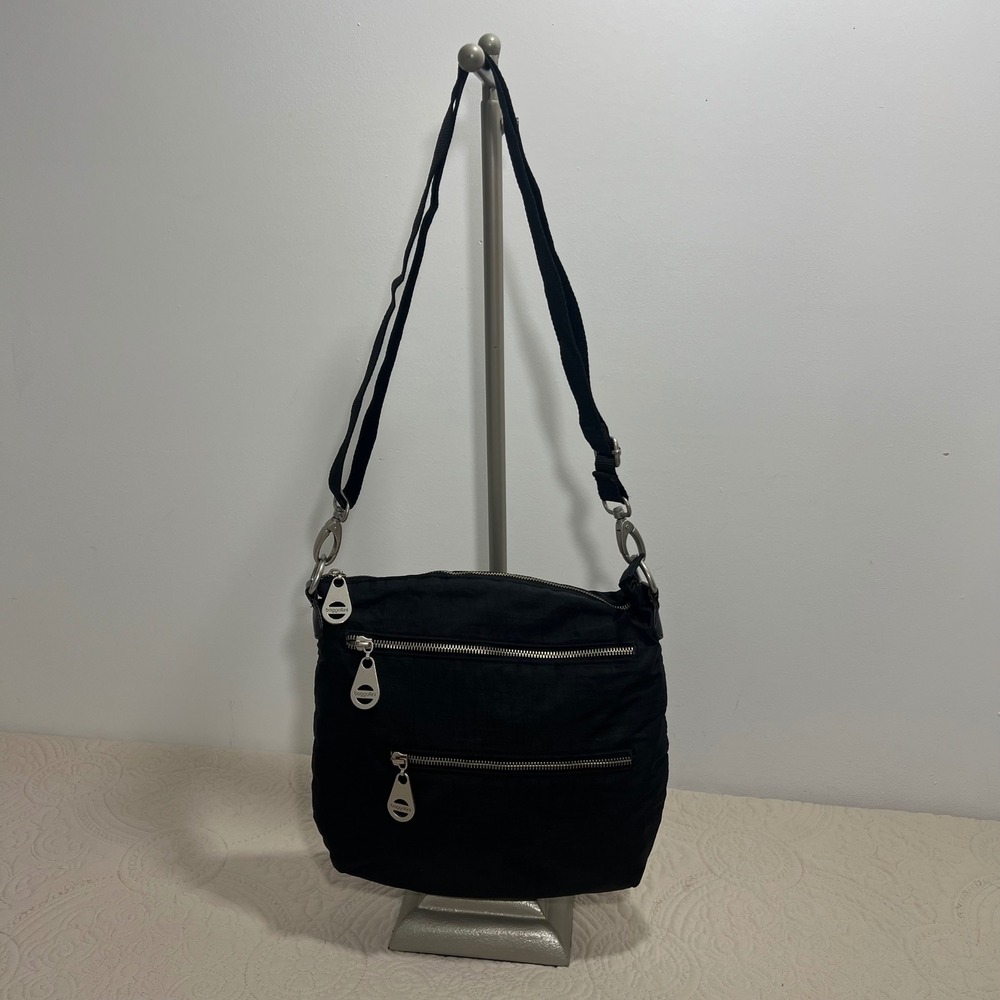 Baggallini Black Nylon‎ Crossbody Messenger Bag Multi Pocket Travel Organizer